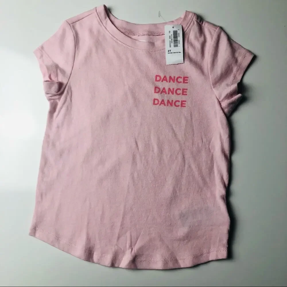 Old Navy Baby Pink Dance Graphic Short Sleeve Tee 2T